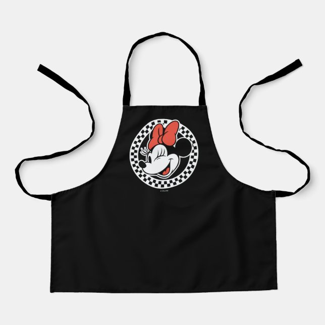 Classic Retro Minnie Mouse Checkered Apron (Front)