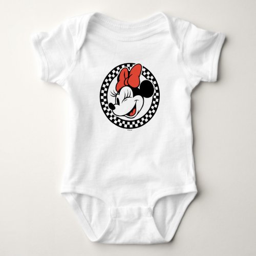 Classic Retro Minnie Mouse Checkered Baby Bodysuit
