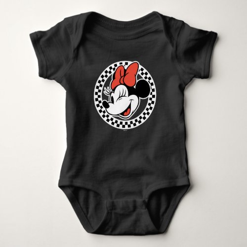 Classic Retro Minnie Mouse Checkered Baby Bodysuit