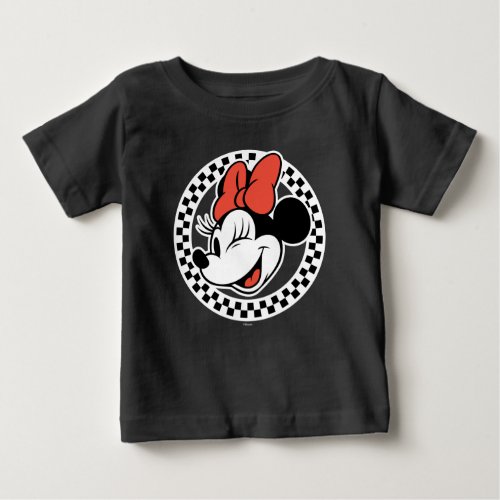 Classic Retro Minnie Mouse Checkered Baby T_Shirt
