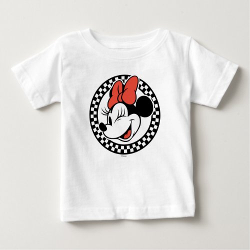 Classic Retro Minnie Mouse Checkered Baby T_Shirt