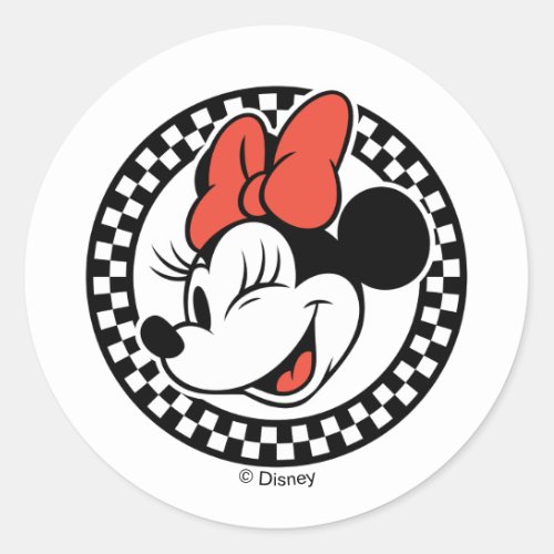 Classic Retro Minnie Mouse Checkered Classic Round Sticker