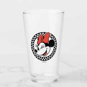 Classic Retro Minnie Mouse Checkered Glass