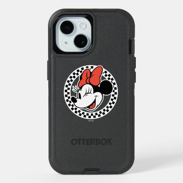 Classic Retro Minnie Mouse Checkered iPhone 15 Case (Back)