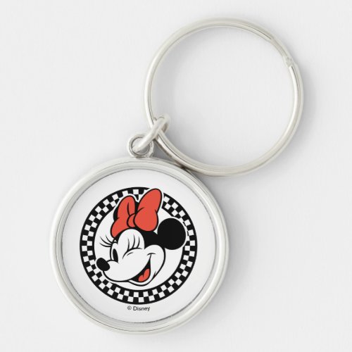 Classic Retro Minnie Mouse Checkered Keychain