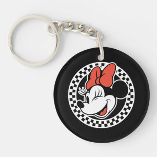 Classic Retro Minnie Mouse Checkered Keychain