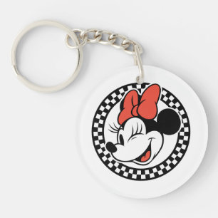 Classic Retro Minnie Mouse Checkered Keychain