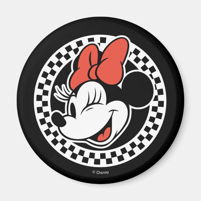 Classic Retro Minnie Mouse Checkered Magnet (Front)