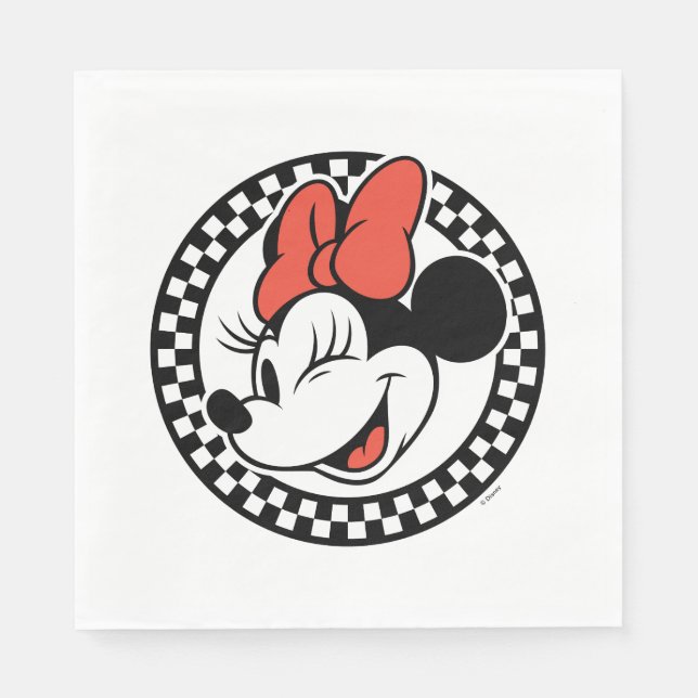 Classic Retro Minnie Mouse Checkered Napkins (Front)