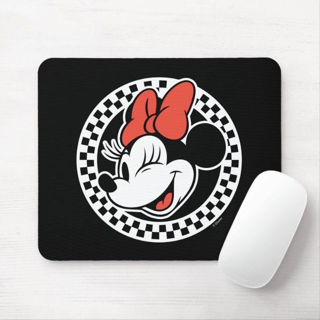 Classic Retro Minnie Mouse Checkered Pad (With Mouse)