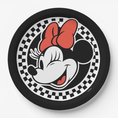 Classic Retro Minnie Mouse Checkered Paper Plates