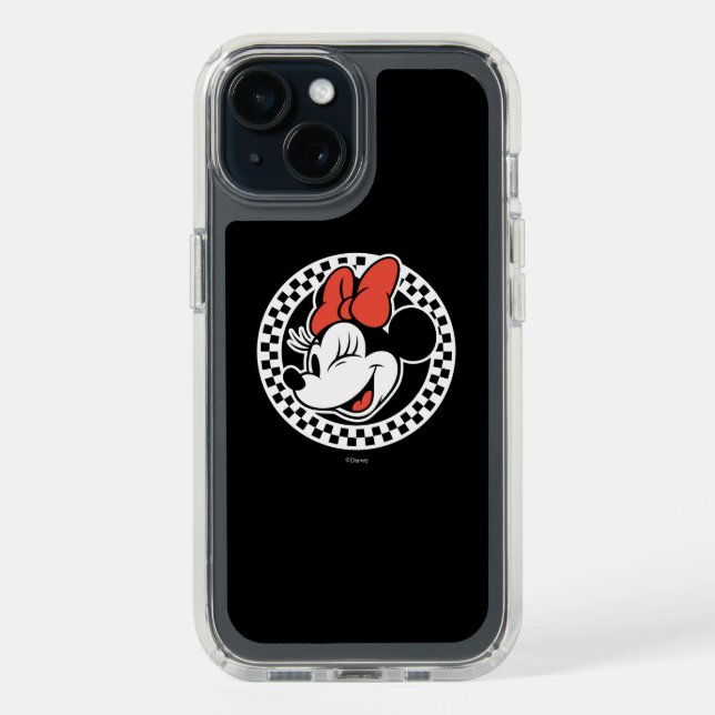 Classic Retro Minnie Mouse Checkered Speck iPhone Case (Front (Black))