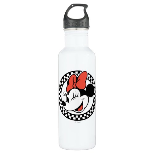 Classic Retro Minnie Mouse Checkered Stainless Steel Water Bottle