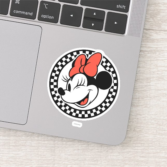 Classic Retro Minnie Mouse Checkered Sticker (Detail)