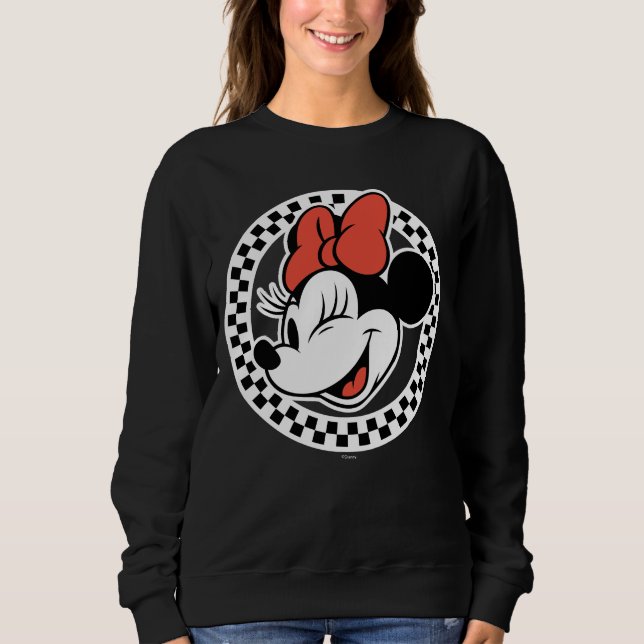 Classic Retro Minnie Mouse Checkered Sweatshirt (Front)