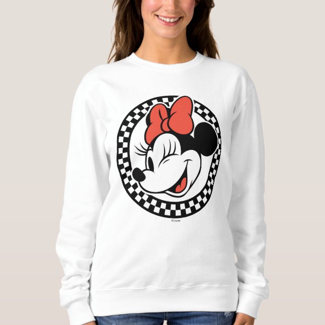 Classic Retro Minnie Mouse Checkered Sweatshirt (Front)