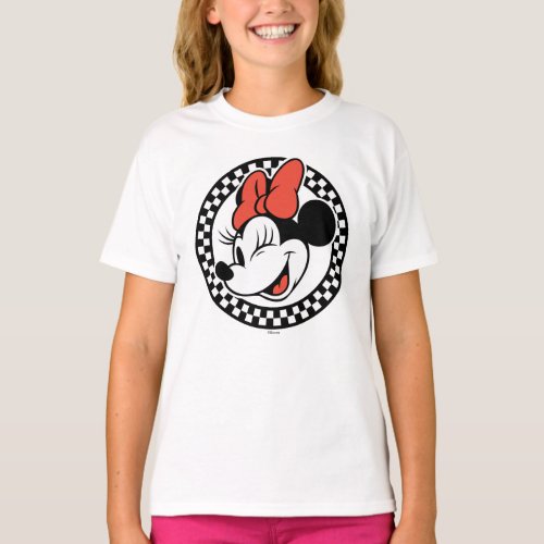 Classic Retro Minnie Mouse Checkered T_Shirt