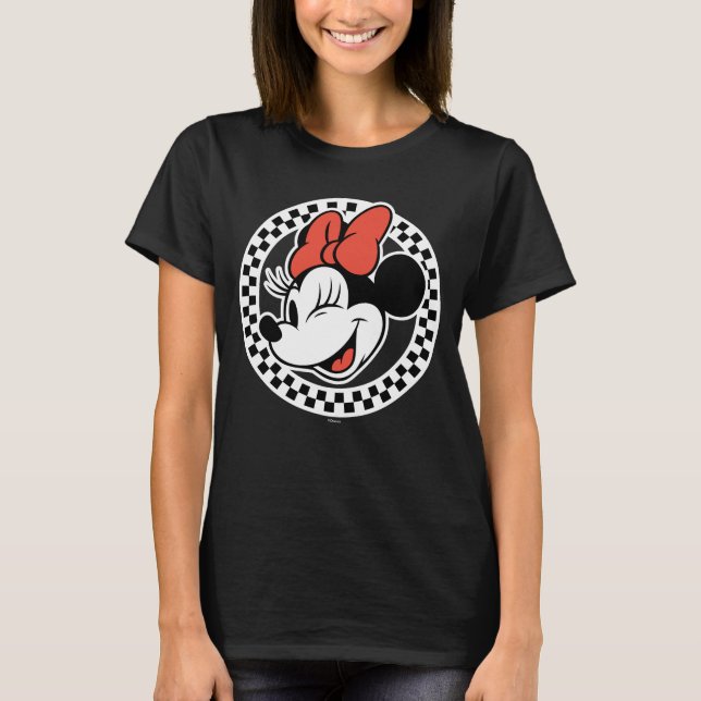 Classic Retro Minnie Mouse Checkered T-Shirt (Front)