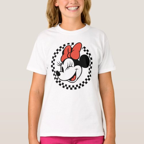 Classic Retro Minnie Mouse Checkered T_Shirt