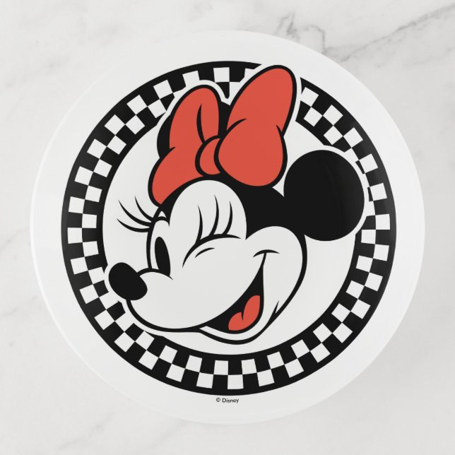 Classic Retro Minnie Mouse Checkered Trinket Tray (Front)