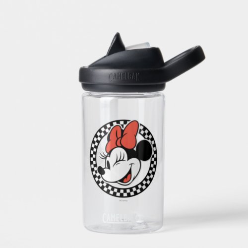 Classic Retro Minnie Mouse Checkered Water Bottle