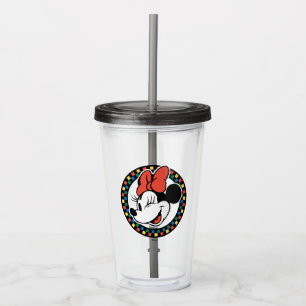 Classic Retro Minnie Mouse Colored Checkered Acrylic Tumbler