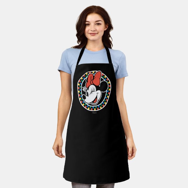Classic Retro Minnie Mouse Colored Checkered Apron (Worn)