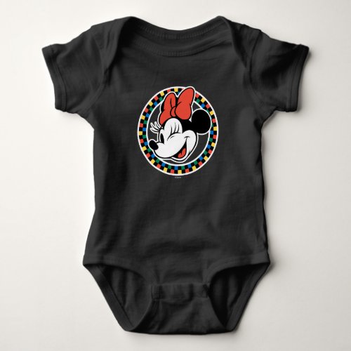 Classic Retro Minnie Mouse Colored Checkered Baby Bodysuit