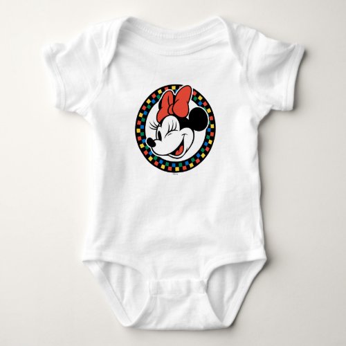 Classic Retro Minnie Mouse Colored Checkered Baby Bodysuit