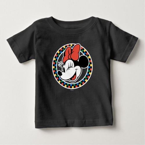 Classic Retro Minnie Mouse Colored Checkered Baby T_Shirt