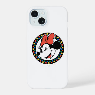 Classic Retro Minnie Mouse Colored Checkered iPhone 15 Case