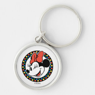 Classic Retro Minnie Mouse Colored Checkered Keychain