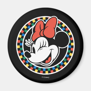 Classic Retro Minnie Mouse Colored Checkered Magnet