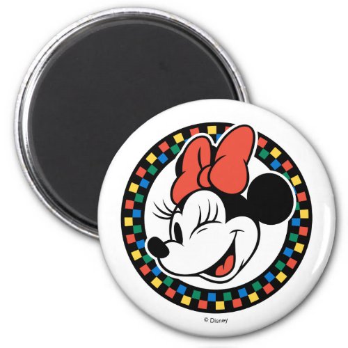 Classic Retro Minnie Mouse Colored Checkered Magnet