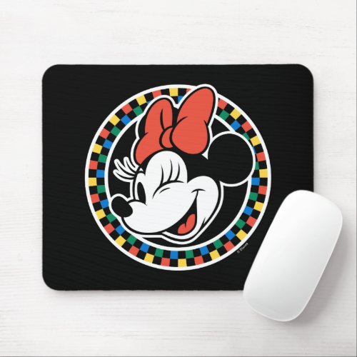 Classic Retro Minnie Mouse Colored Checkered Mouse Pad