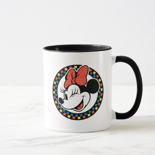Classic Retro Minnie Mouse Colored Checkered Mug