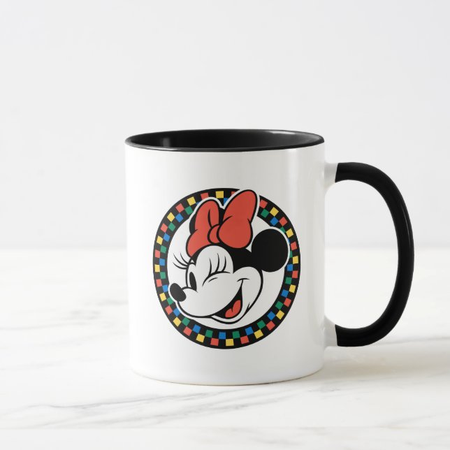 Classic Retro Minnie Mouse Colored Checkered Mug (Right)