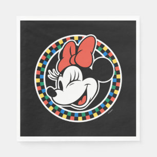 Classic Retro Minnie Mouse Colored Checkered Napkins