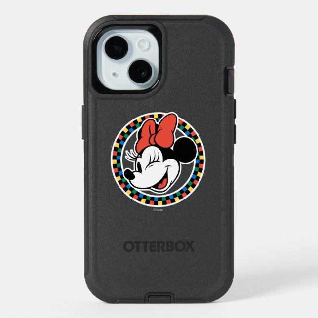 Classic Retro Minnie Mouse Colored Checkered Otterbox iPhone Case (Back)