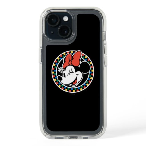 Classic Retro Minnie Mouse Colored Checkered iPhone 15 Case