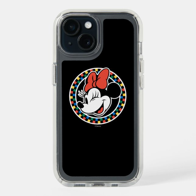 Classic Retro Minnie Mouse Colored Checkered Speck iPhone Case (Front (Black))
