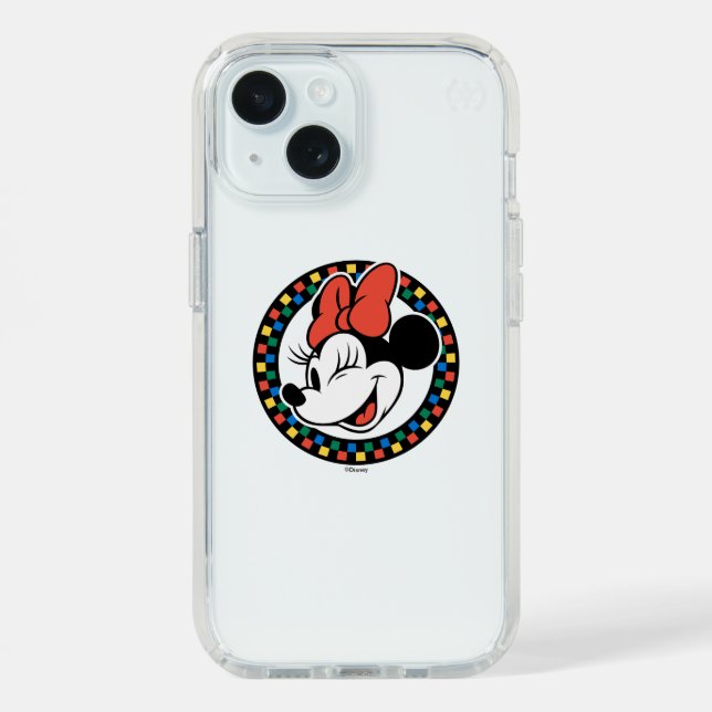 Classic Retro Minnie Mouse Colored Checkered Speck iPhone Case (Front (Blue))