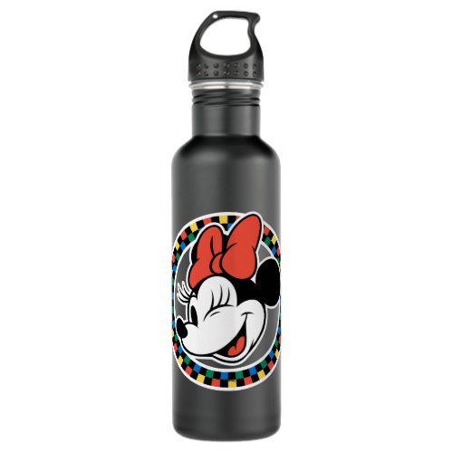 Classic Retro Minnie Mouse Colored Checkered Stainless Steel Water Bottle