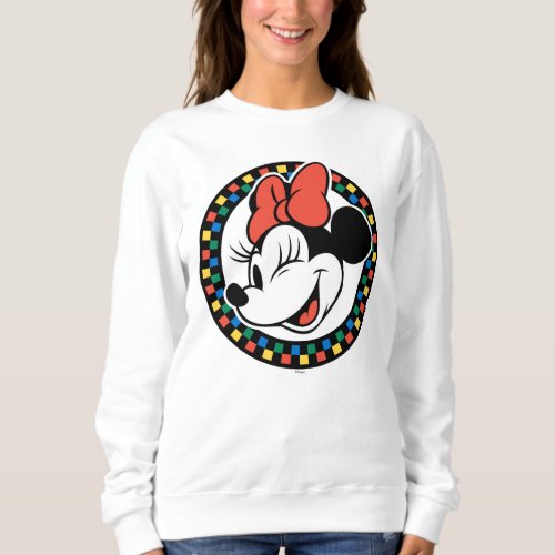 Classic Retro Minnie Mouse Colored Checkered Sweatshirt