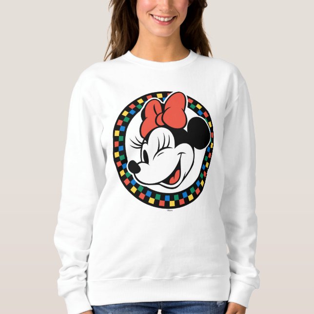 Classic Retro Minnie Mouse Colored Checkered Sweatshirt (Front)