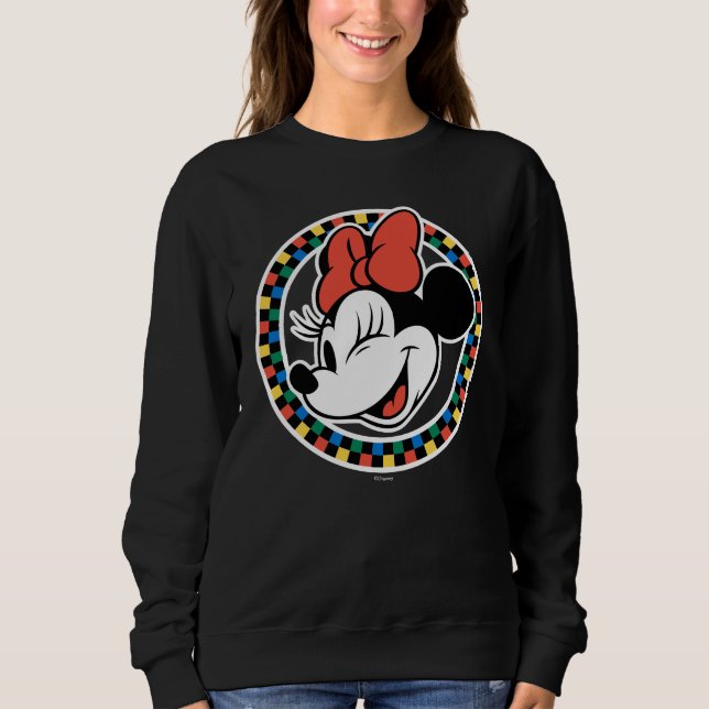 Classic Retro Minnie Mouse Colored Checkered Sweatshirt (Front)