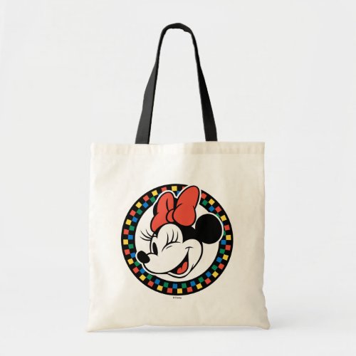 Classic Retro Minnie Mouse Colored Checkered Tote Bag