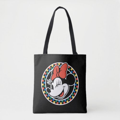 Classic Retro Minnie Mouse Colored Checkered Tote Bag