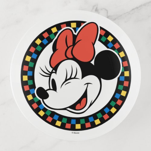 Classic Retro Minnie Mouse Colored Checkered Trinket Tray