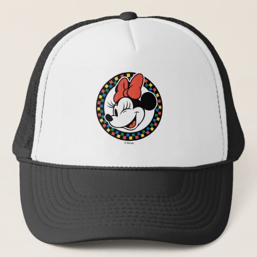 Classic Retro Minnie Mouse Colored Checkered Trucker Hat